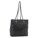 CHANEL Matelasse Chain Tote Bag Leather Black CC Auth bs16447-1