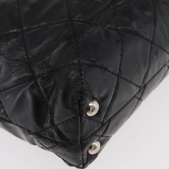 CHANEL Matelasse Chain Tote Bag Leather Black CC Auth bs16447