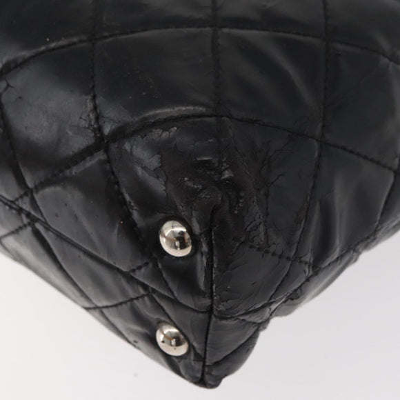 CHANEL Matelasse Chain Tote Bag Leather Black CC Auth bs16447