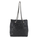 CHANEL Matelasse Chain Tote Bag Leather Black CC Auth bs16447-2