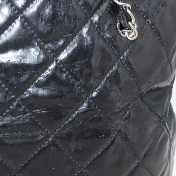 CHANEL Matelasse Chain Tote Bag Leather Black CC Auth bs16447