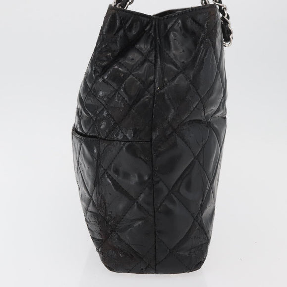 CHANEL Matelasse Chain Tote Bag Leather Black CC Auth bs16447