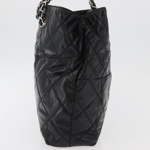 CHANEL Matelasse Chain Tote Bag Leather Black CC Auth bs16447