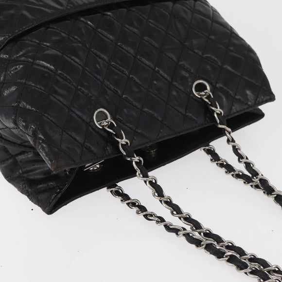 CHANEL Matelasse Chain Tote Bag Leather Black CC Auth bs16447