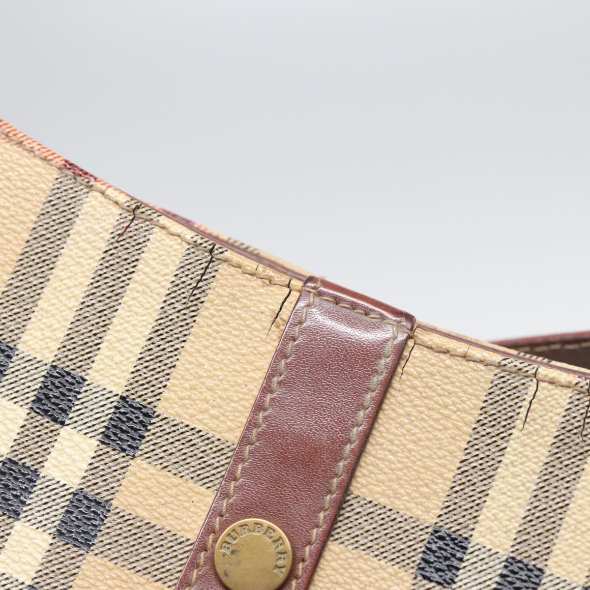 BURBERRY Nova Check Shoulder Bag Canvas Beige Auth bs16479