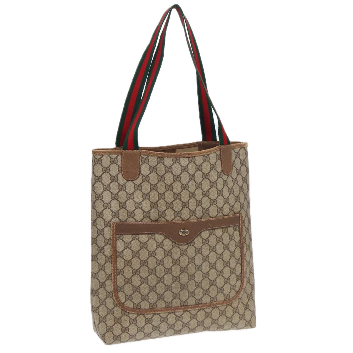 GUCCI GG Canvas Tote Bag Web Sherry Line Beige 39 02 003 Auth bs16482