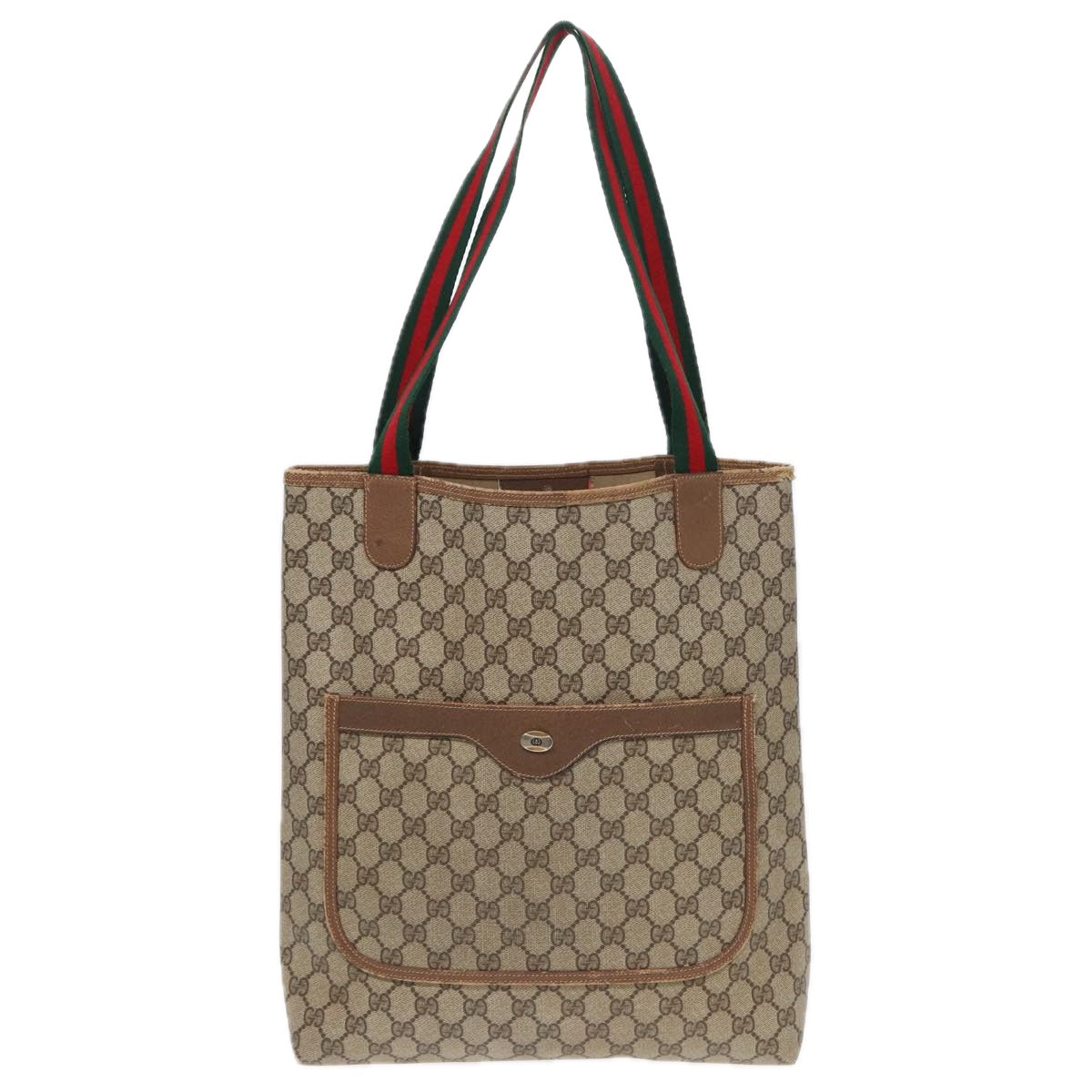 GUCCI GG Canvas Tote Bag Web Sherry Line Beige 39 02 003 Auth bs16482