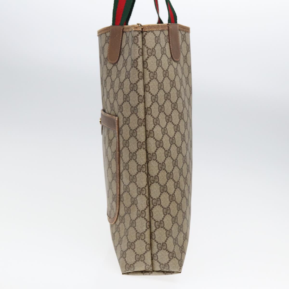 GUCCI GG Canvas Tote Bag Web Sherry Line Beige 39 02 003 Auth bs16482