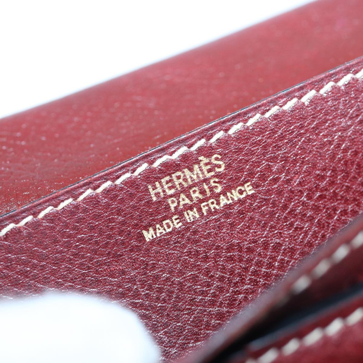 HERMES Bean Wallet Leather Brown Auth bs16487