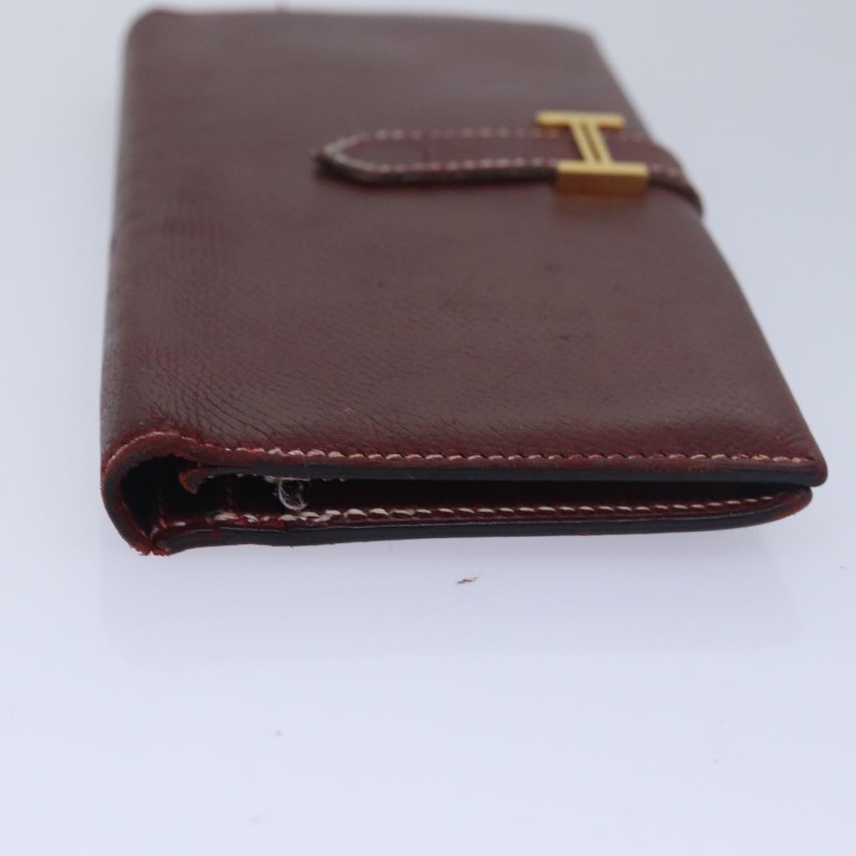 HERMES Bean Wallet Leather Brown Auth bs16487