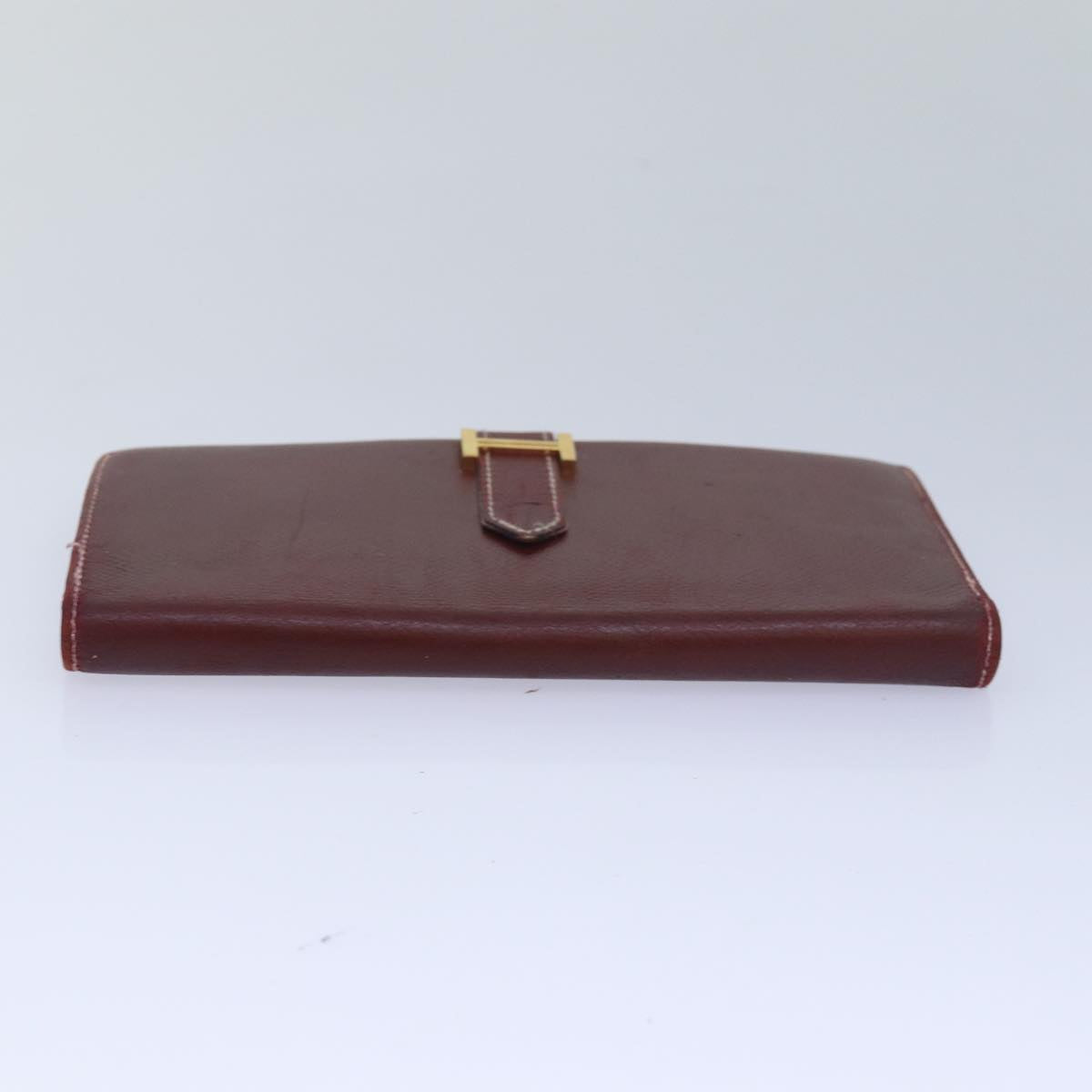 HERMES Bean Wallet Leather Brown Auth bs16487