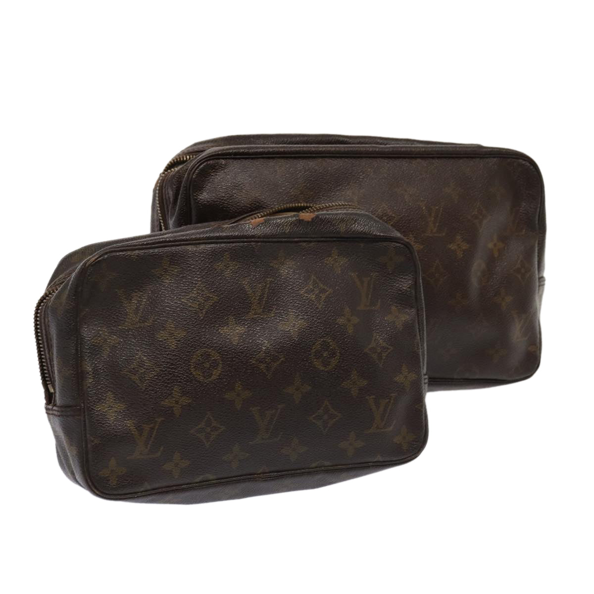 LOUIS VUITTON Monogram Trousse Toilette Clutch Bag 2Set LV Auth bs16491