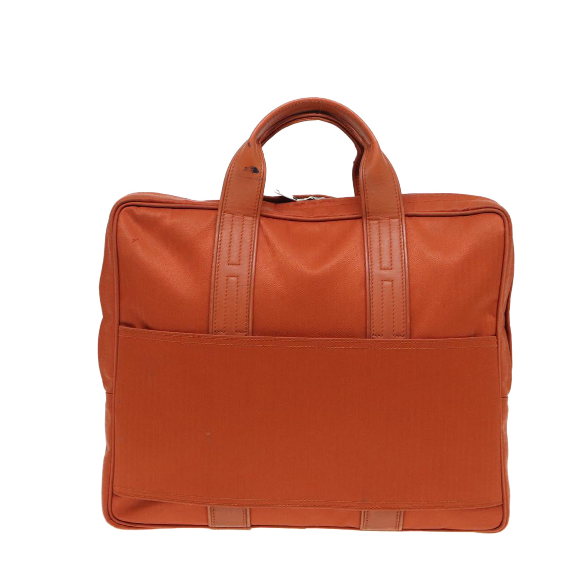 HERMES Acapulco Odinatur Hand Bag Canvas Leather Orange Auth bs16494