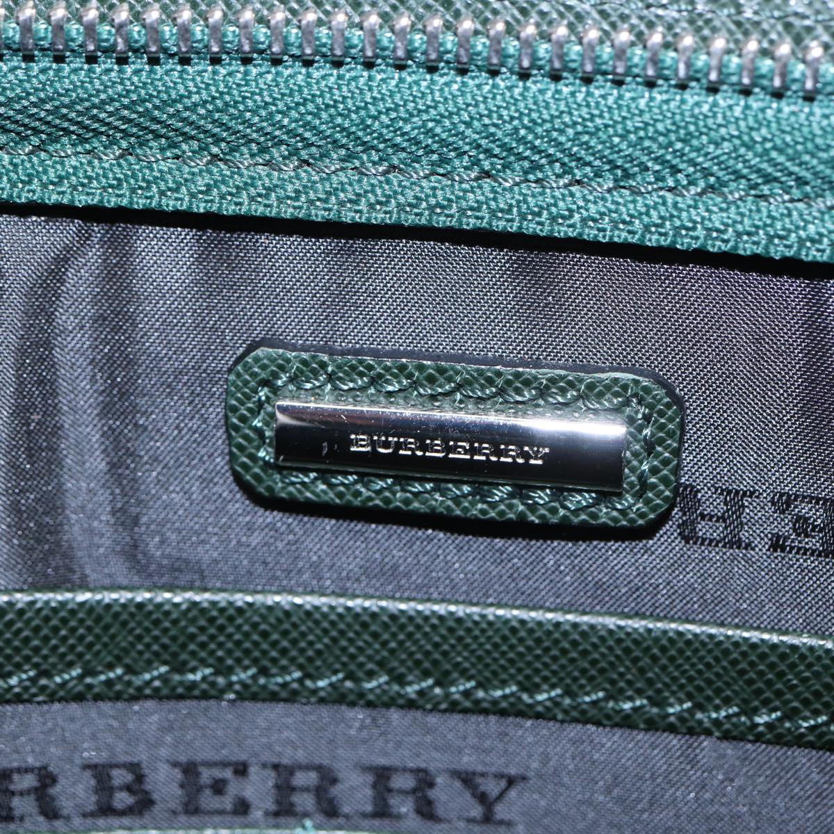 BURBERRY Clutch Bag Leather Green Auth bs16497