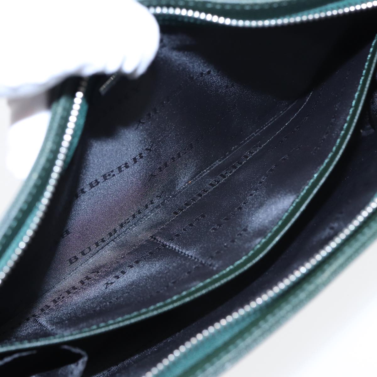 BURBERRY Clutch Bag Leather Green Auth bs16497