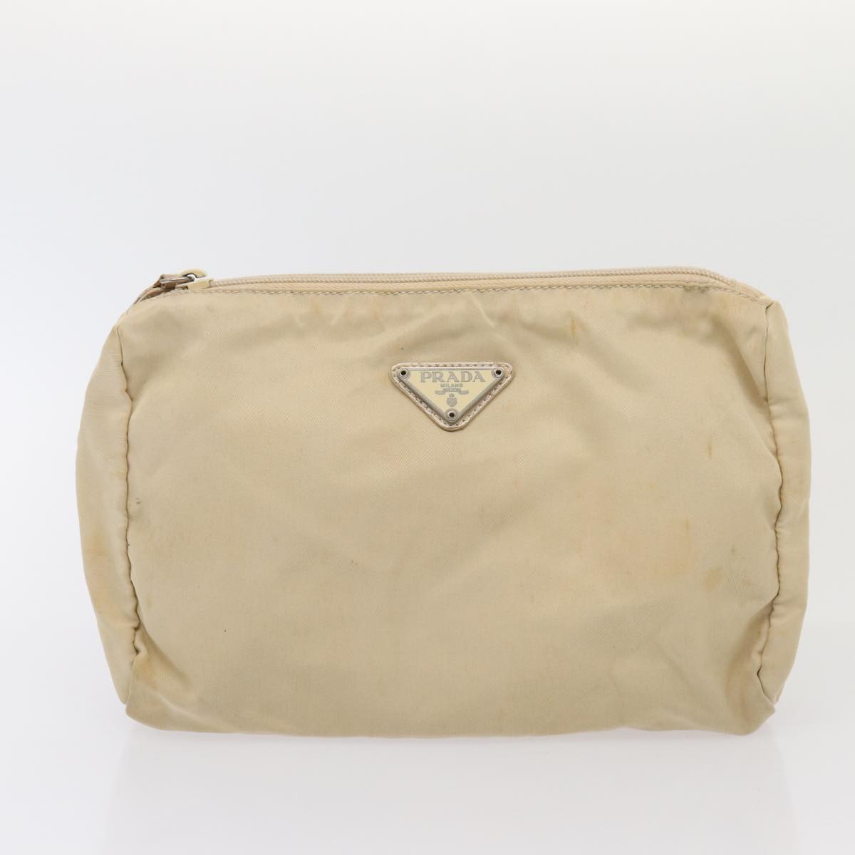 PRADA Pouch Shoulder Bag Nylon 3Set Khaki Cream Auth bs16503