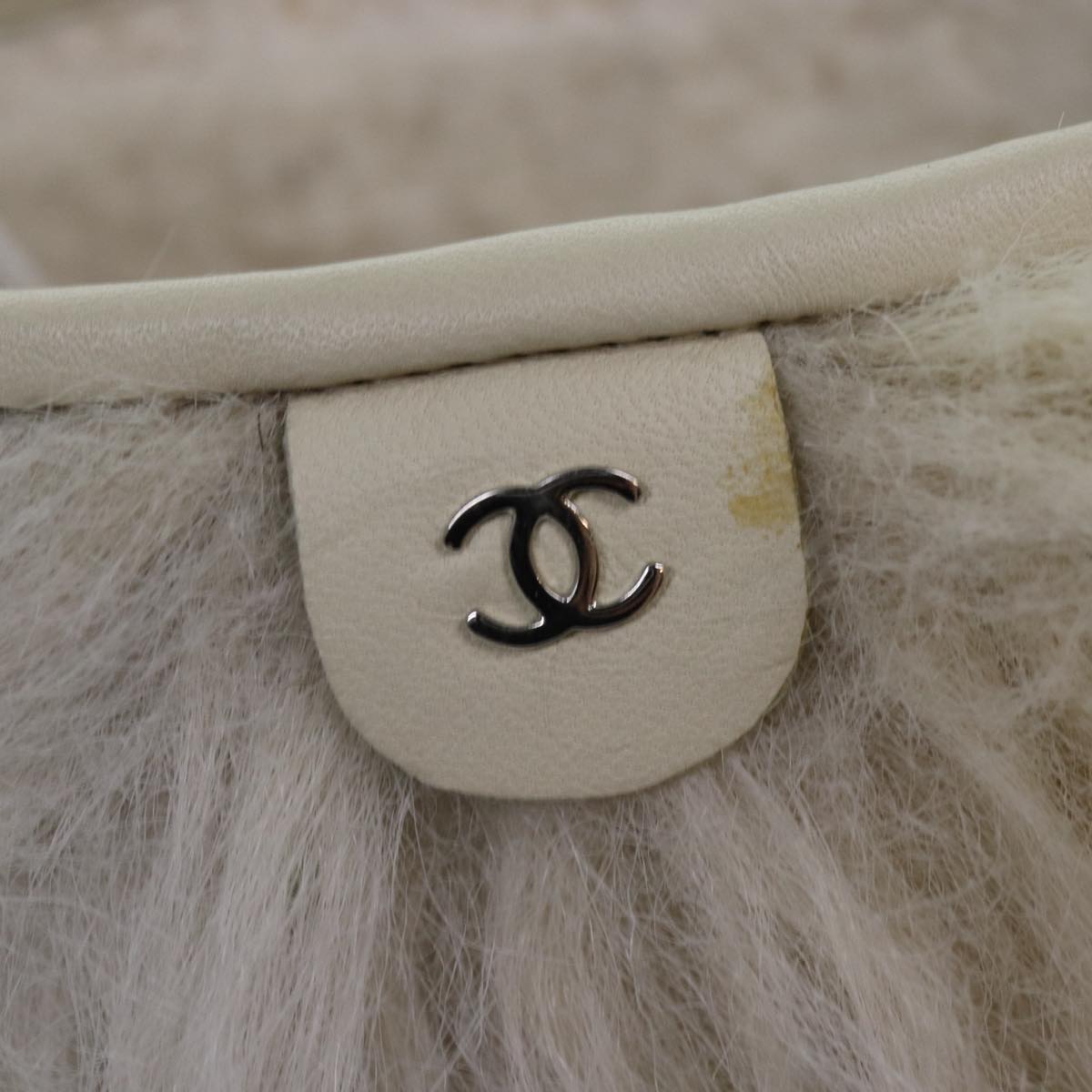 CHANEL boots Wool Beige CC Auth bs16505