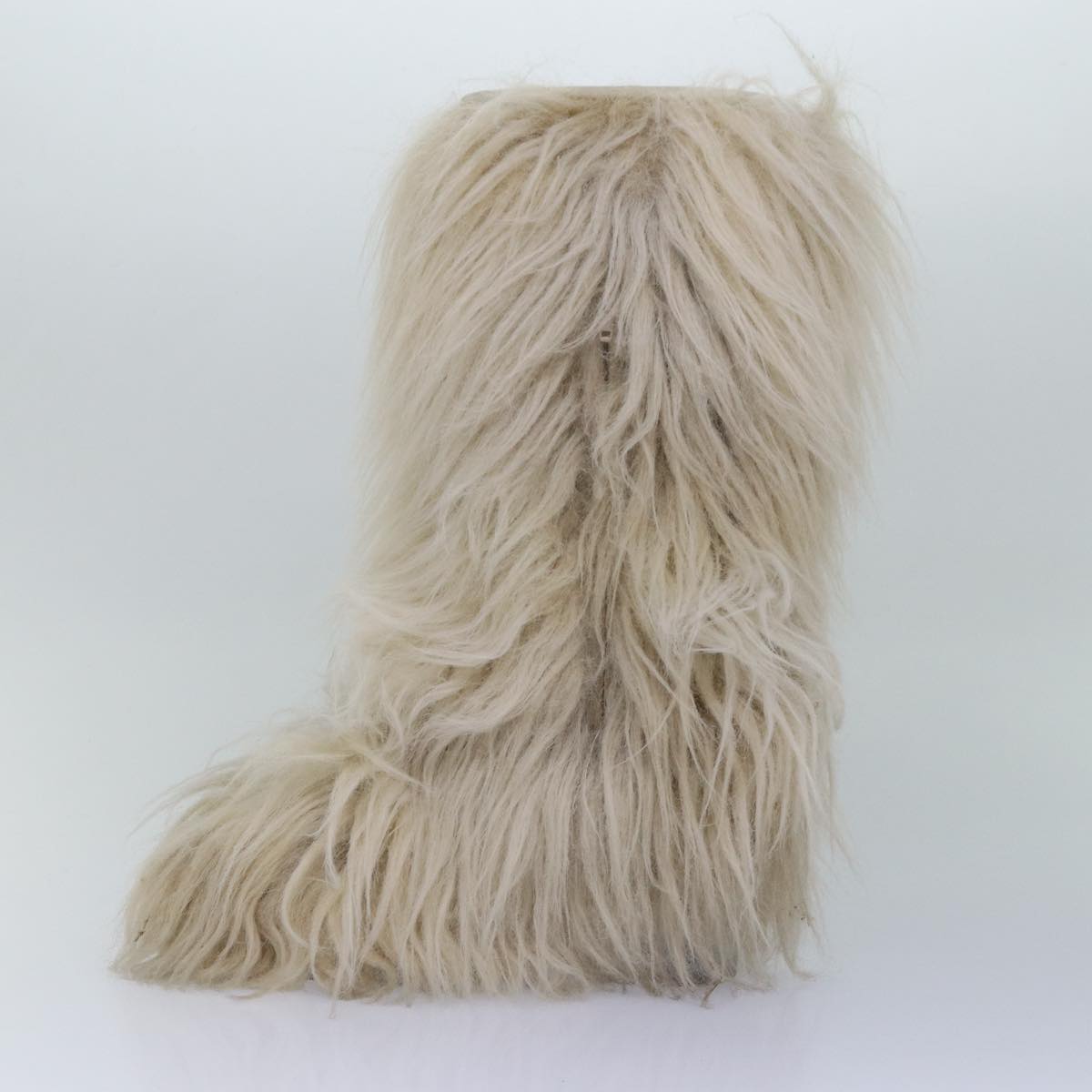 CHANEL boots Wool Beige CC Auth bs16505