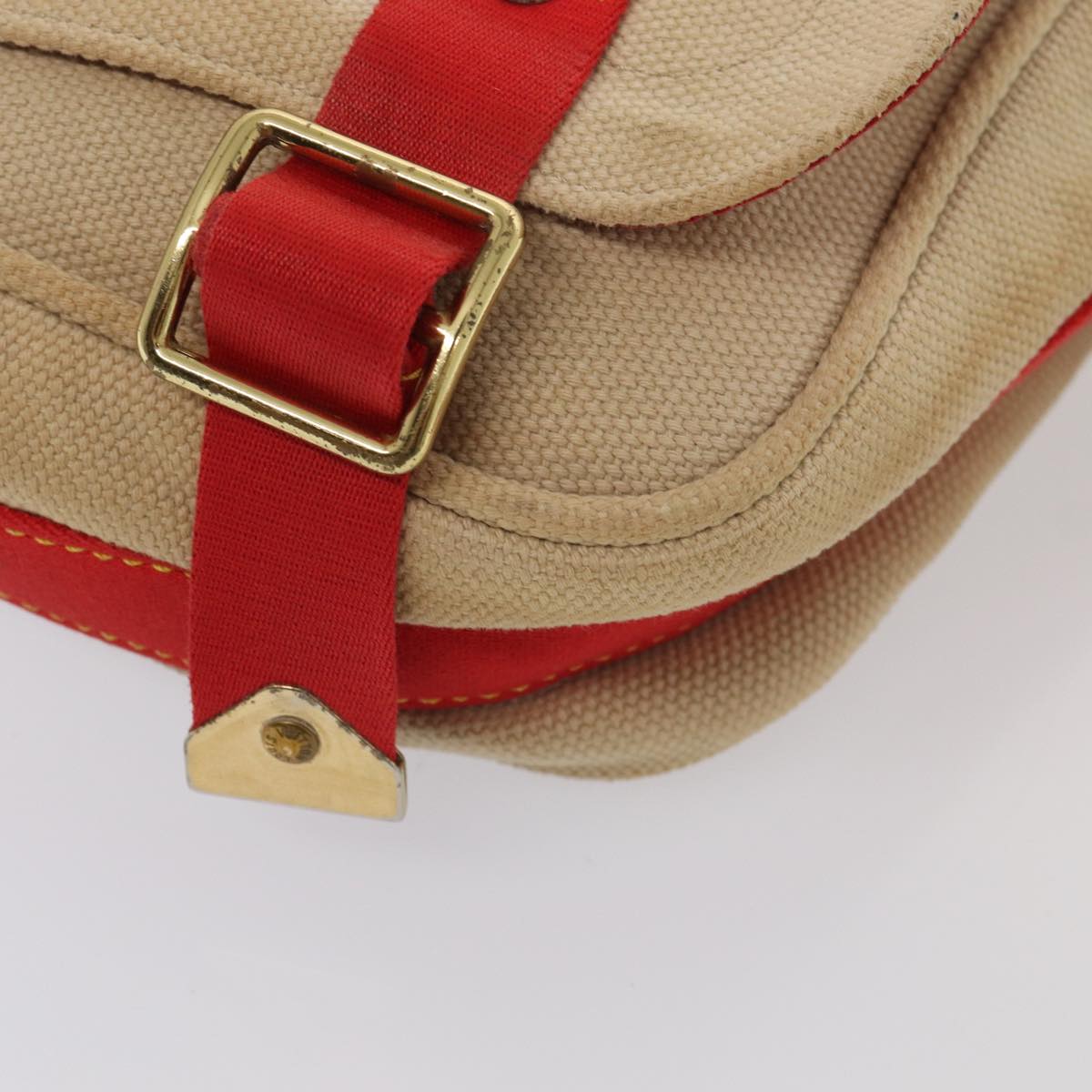 LOUIS VUITTON Antigua Buzzus PM Shoulder Bag Beige Red M40041 LV Auth bs16509