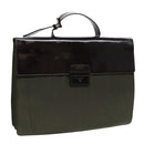 PRADA Business Bag Nylon Khaki Silver Auth bs16524-1