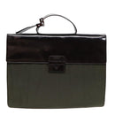 PRADA Business Bag Nylon Khaki Silver Auth bs16524-13
