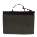 PRADA Business Bag Nylon Khaki Silver Auth bs16524-2