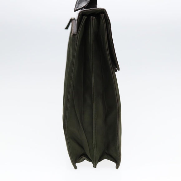 PRADA Business Bag Nylon Khaki Silver Auth bs16524