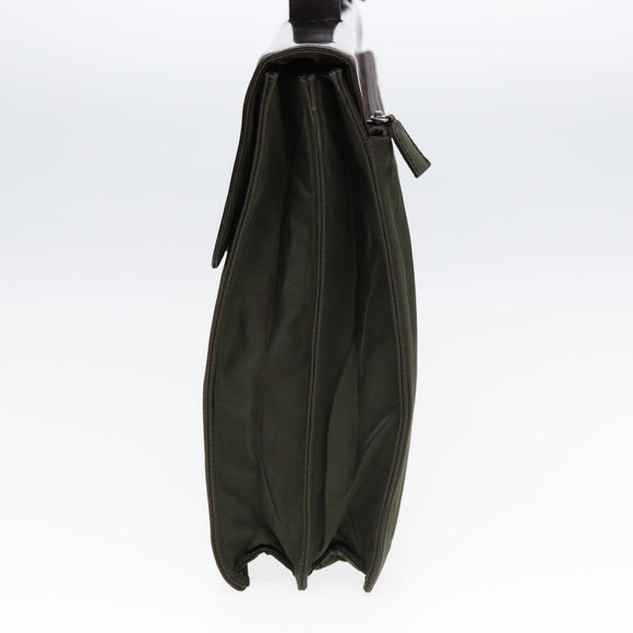 PRADA Business Bag Nylon Khaki Silver Auth bs16524