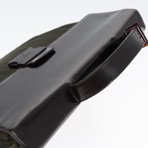 PRADA Business Bag Nylon Khaki Silver Auth bs16524