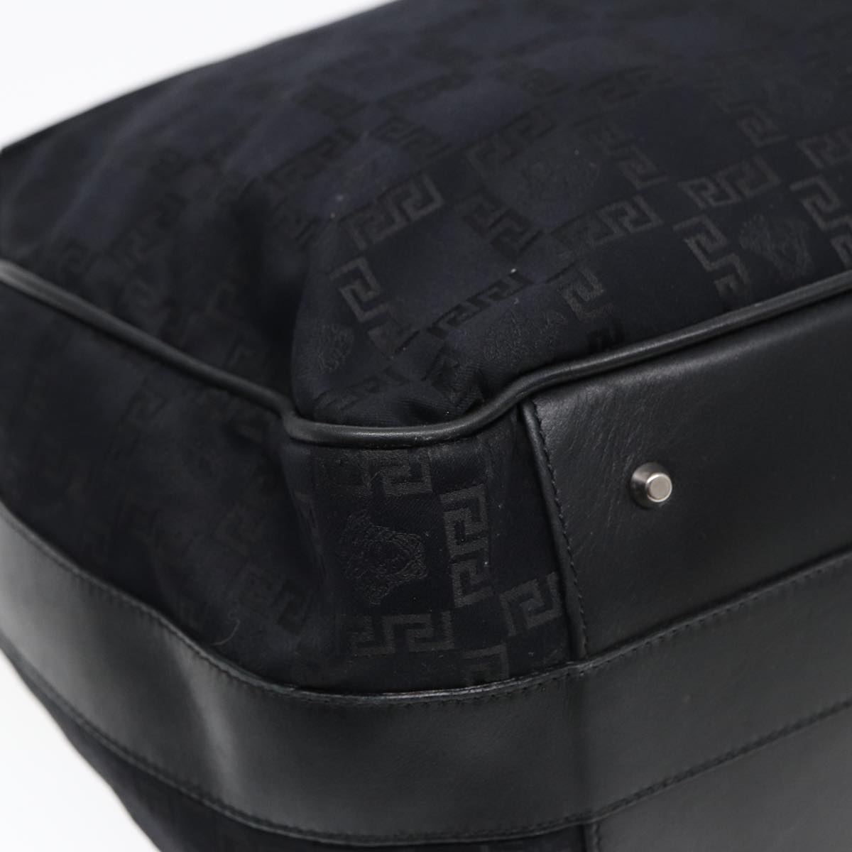 Gianni Versace Shoulder Bag Canvas Black Auth bs16526