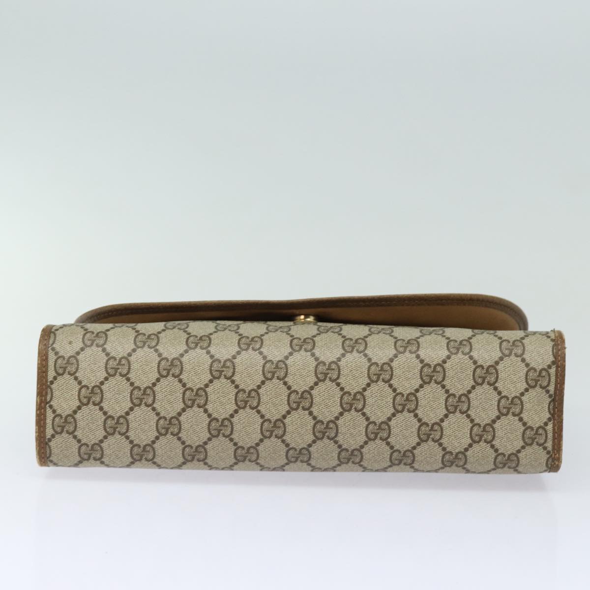 GUCCI GG Supreme Web Sherry Line Clutch Bag Beige Gold 89 01 031 Auth bs16531