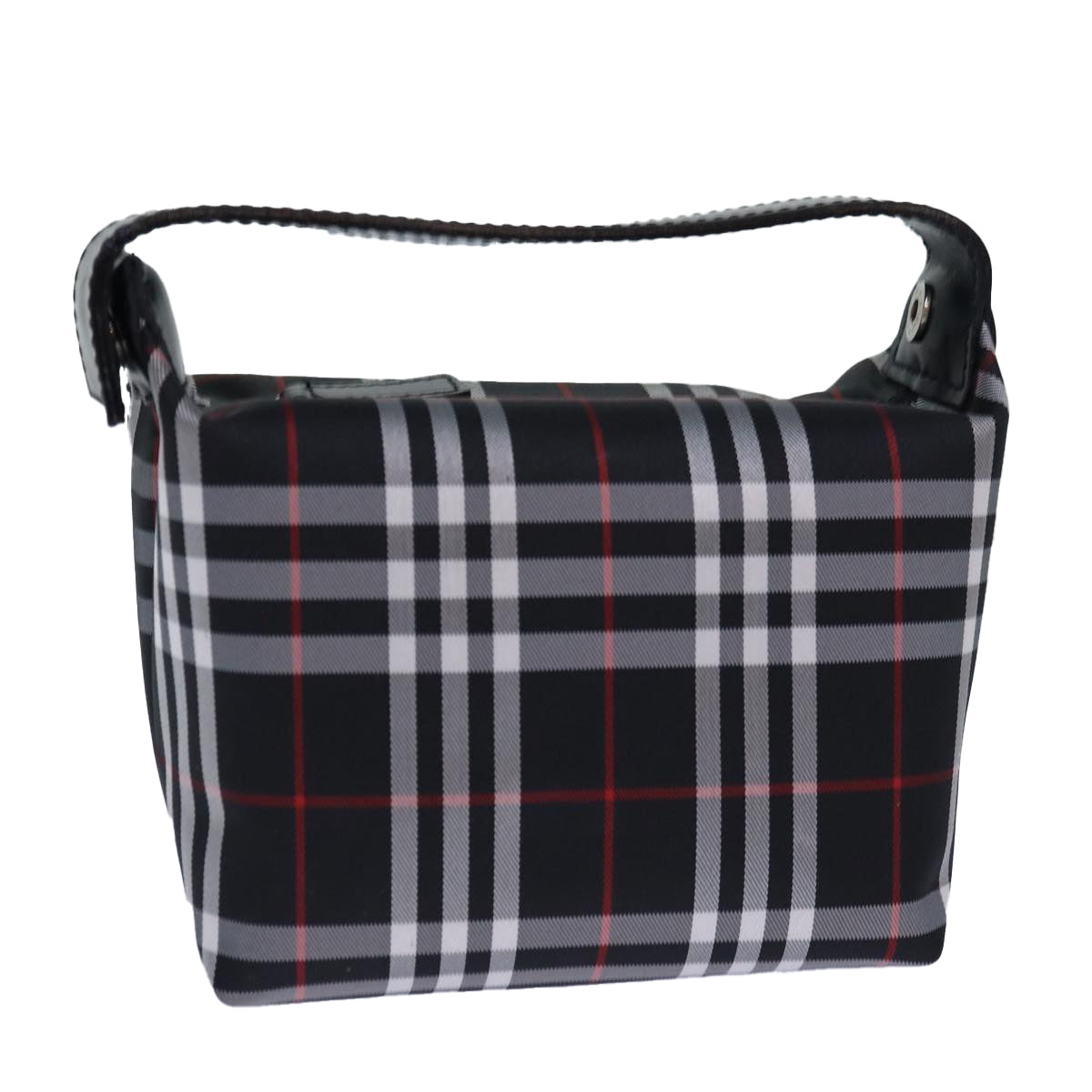 BURBERRY Nova Check Hand Bag Nylon Silver Black Auth bs16532