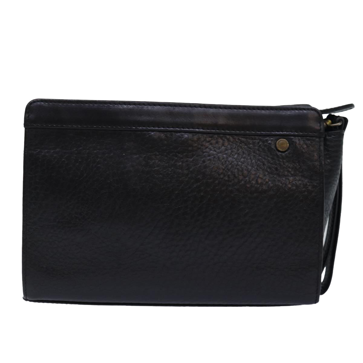 Burberrys Clutch Bag Leather Black Gold Auth bs16534 - 0