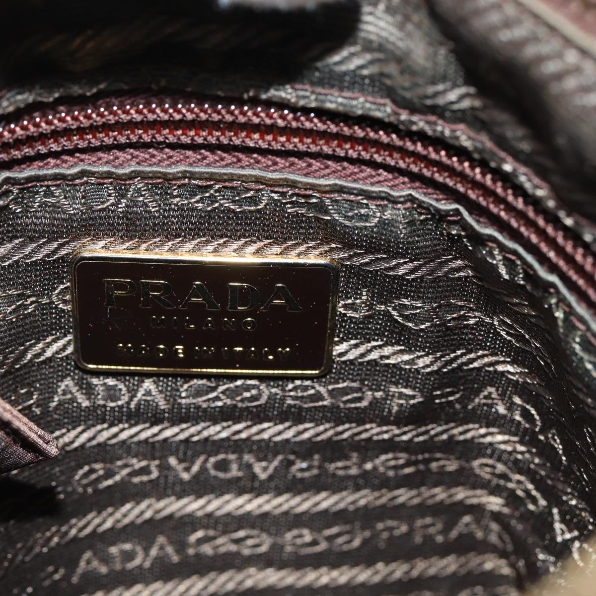 PRADA Chain Shoulder Bag Nylon Brown Gold Auth bs16536