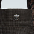 HERMES Her Line MM Hand Bag Canvas Gray Silver Auth bs16554-17