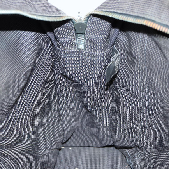 HERMES Her Line MM Hand Bag Canvas Gray Silver Auth bs16554