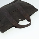 HERMES Her Line MM Hand Bag Canvas Gray Silver Auth bs16554-6