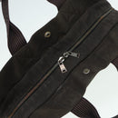 HERMES Her Line MM Hand Bag Canvas Gray Silver Auth bs16554-7