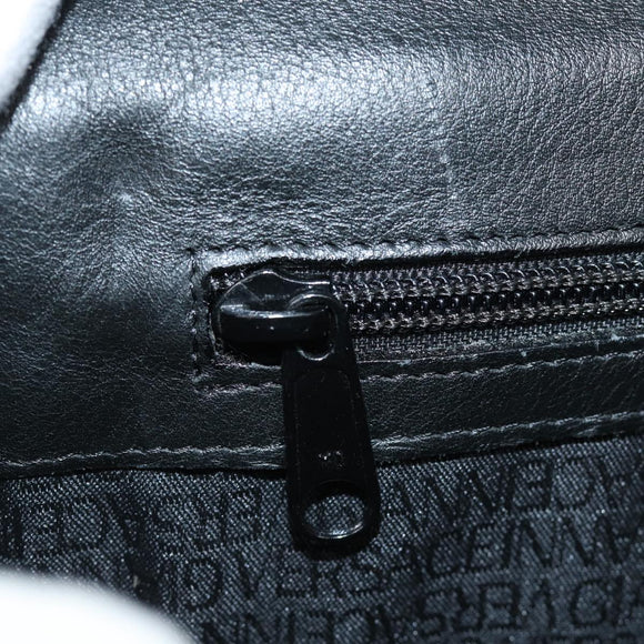 Gianni Versace Document Case Business Bag Leather Black Gold Auth bs16564