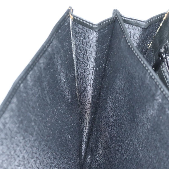 Gianni Versace Document Case Business Bag Leather Black Gold Auth bs16564