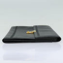Gianni Versace Document Case Business Bag Leather Black Gold Auth bs16564-4
