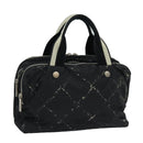 CHANEL Travel line Hand Bag Nylon Black CC Auth bs16566-1