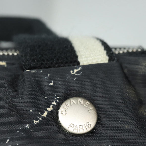 CHANEL Travel line Hand Bag Nylon Black CC Auth bs16566