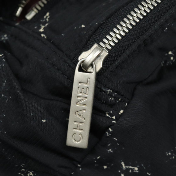 CHANEL Travel line Hand Bag Nylon Black CC Auth bs16566