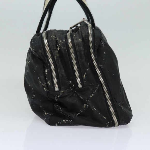 CHANEL Travel line Hand Bag Nylon Black CC Auth bs16566
