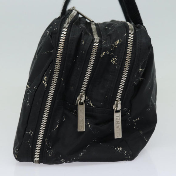 CHANEL Travel line Hand Bag Nylon Black CC Auth bs16566