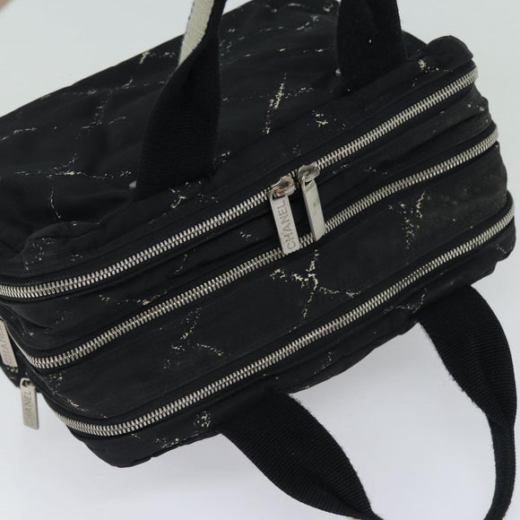CHANEL Travel line Hand Bag Nylon Black CC Auth bs16566