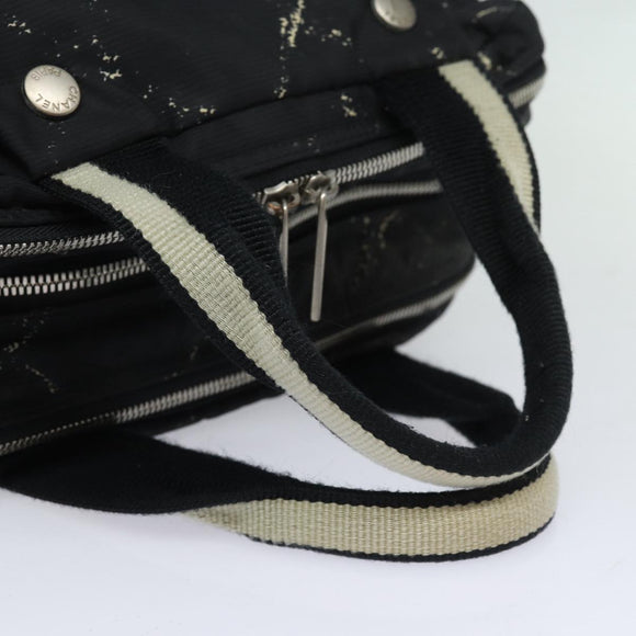 CHANEL Travel line Hand Bag Nylon Black CC Auth bs16566