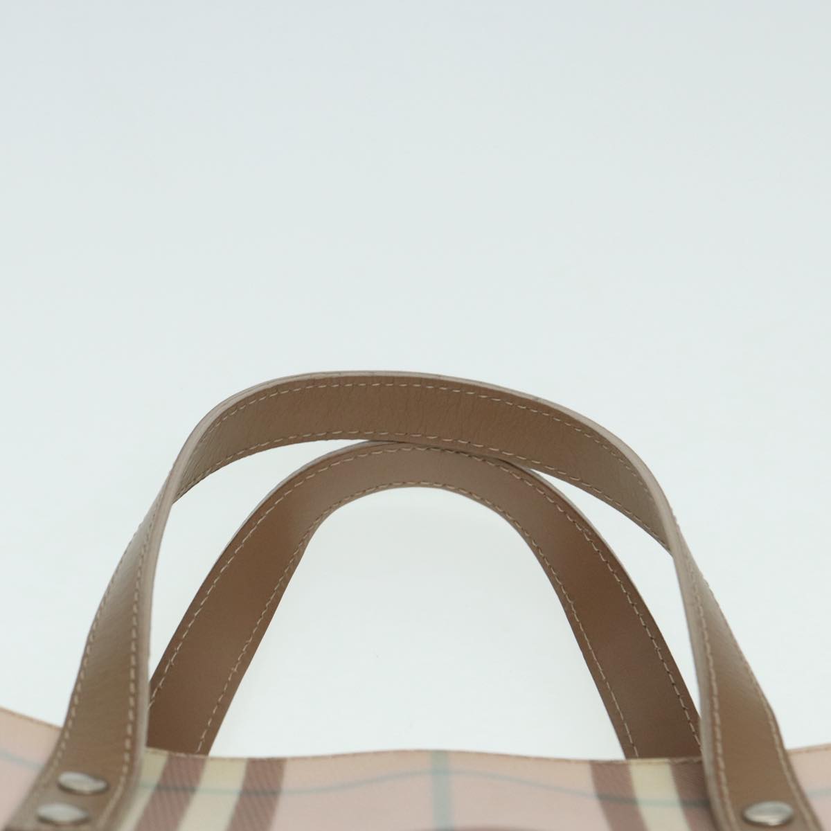 BURBERRY Nova Check Hand Bag PVC Pink Gold Auth bs16587