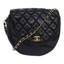 CHANEL Matelasse Chain Shoulder Bag Lamb Skin Black CC Auth bs16595-1